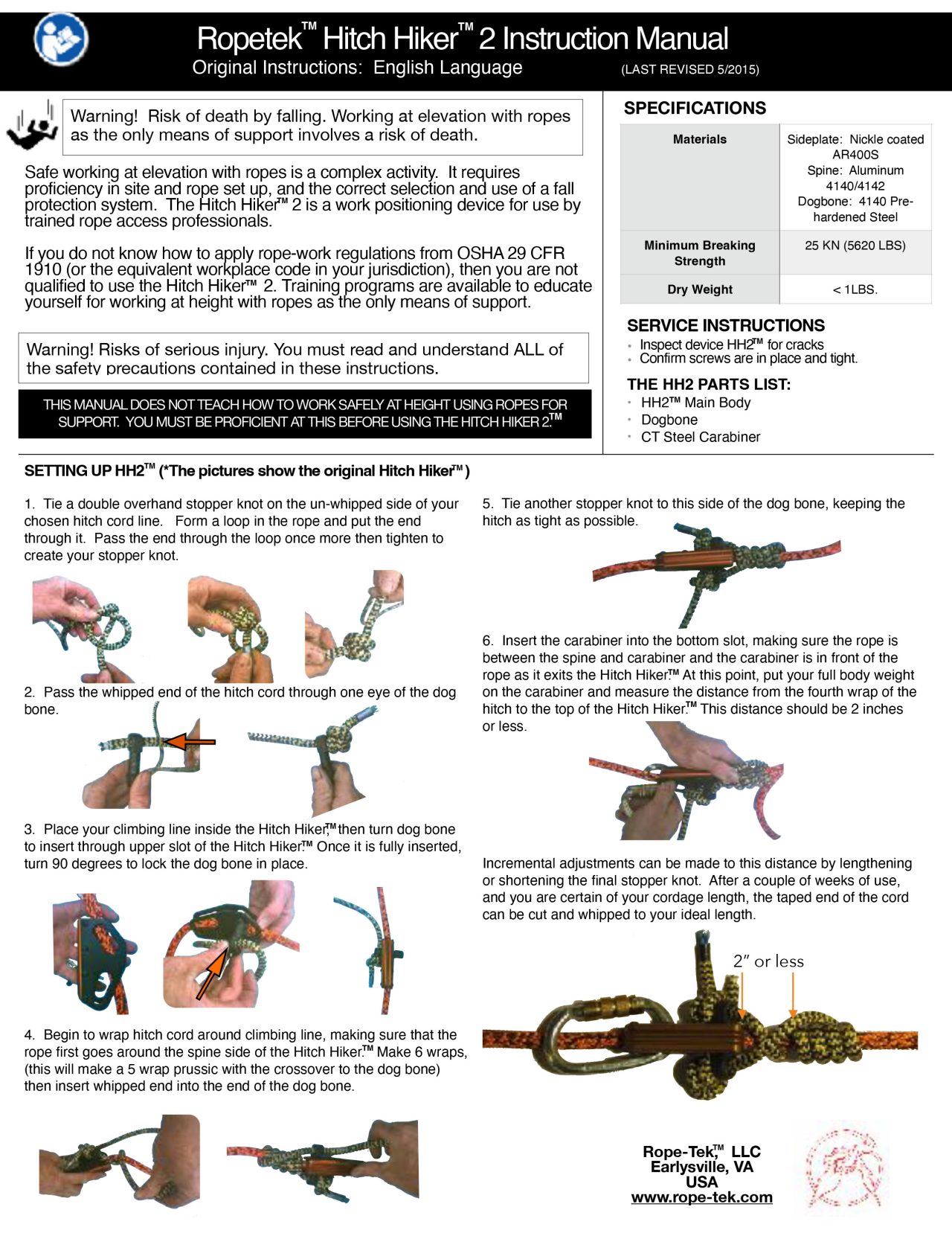 Hitch Hiker 2 Manual RopeTek